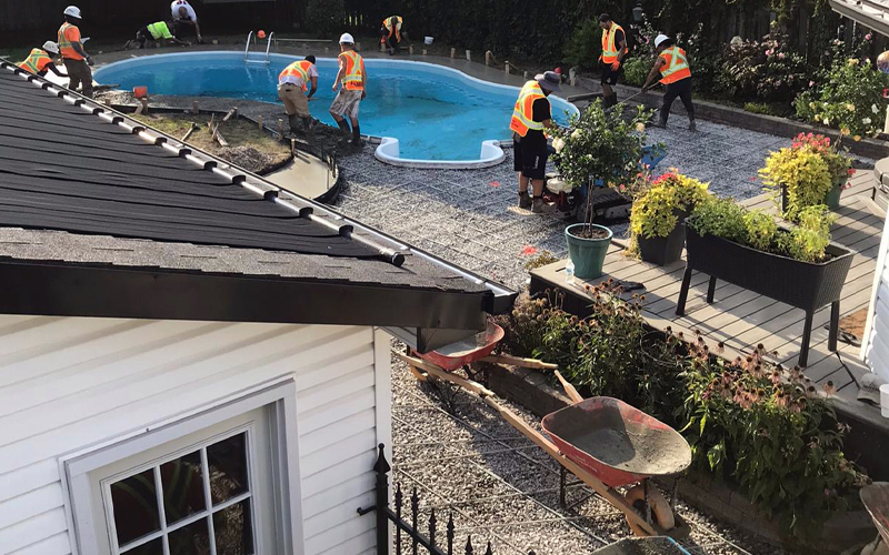 North American Pools crew working on site